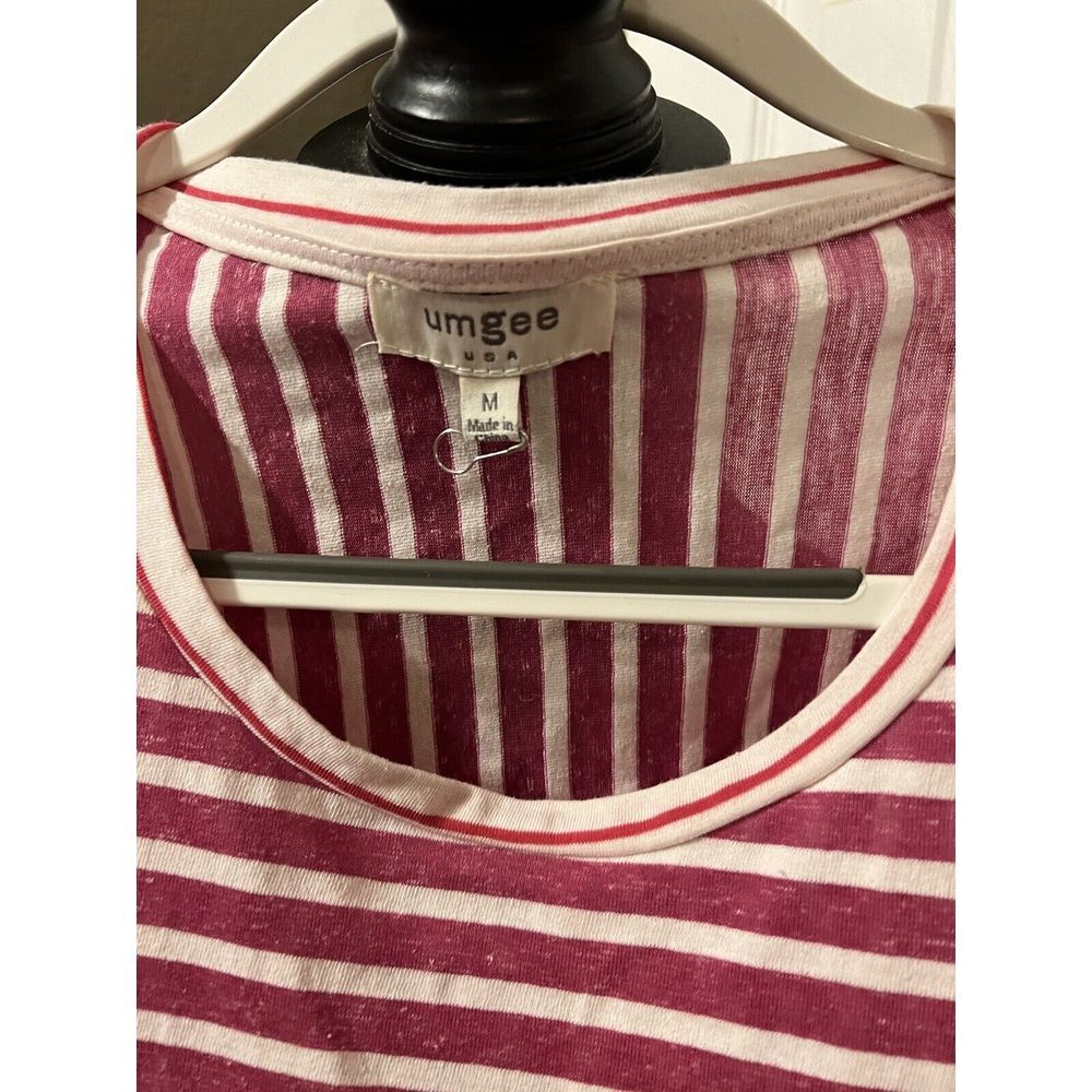 Umgee Pink Striped Tunic Top Elastic Hem Small - Picture 2 of 3